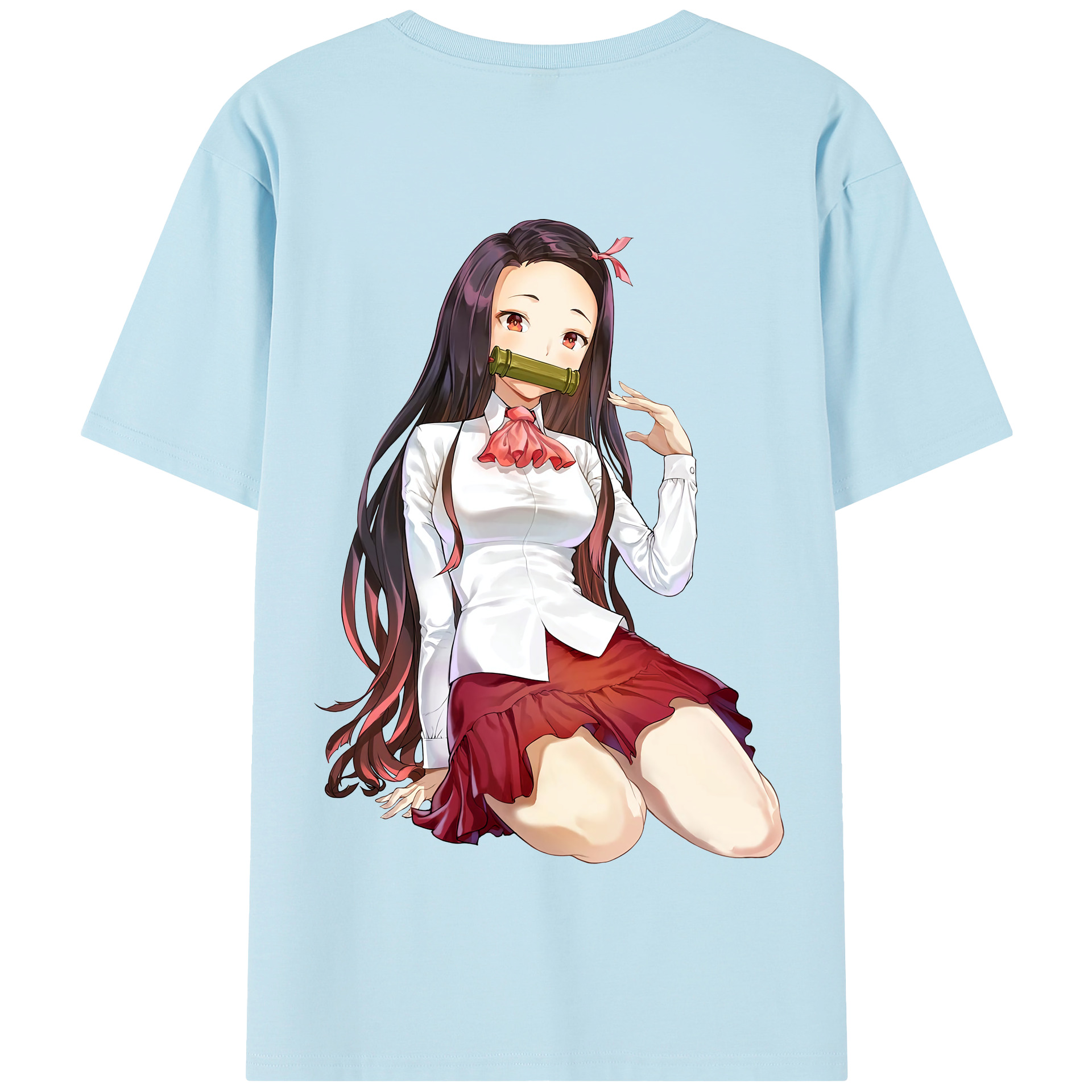 （画像用） 鬼滅の刃（きめつのやいば）竈門 禰󠄀豆子／かまど ねずこ Kamado Nezuko 綿100％半袖Tシャツ（背面プリント）